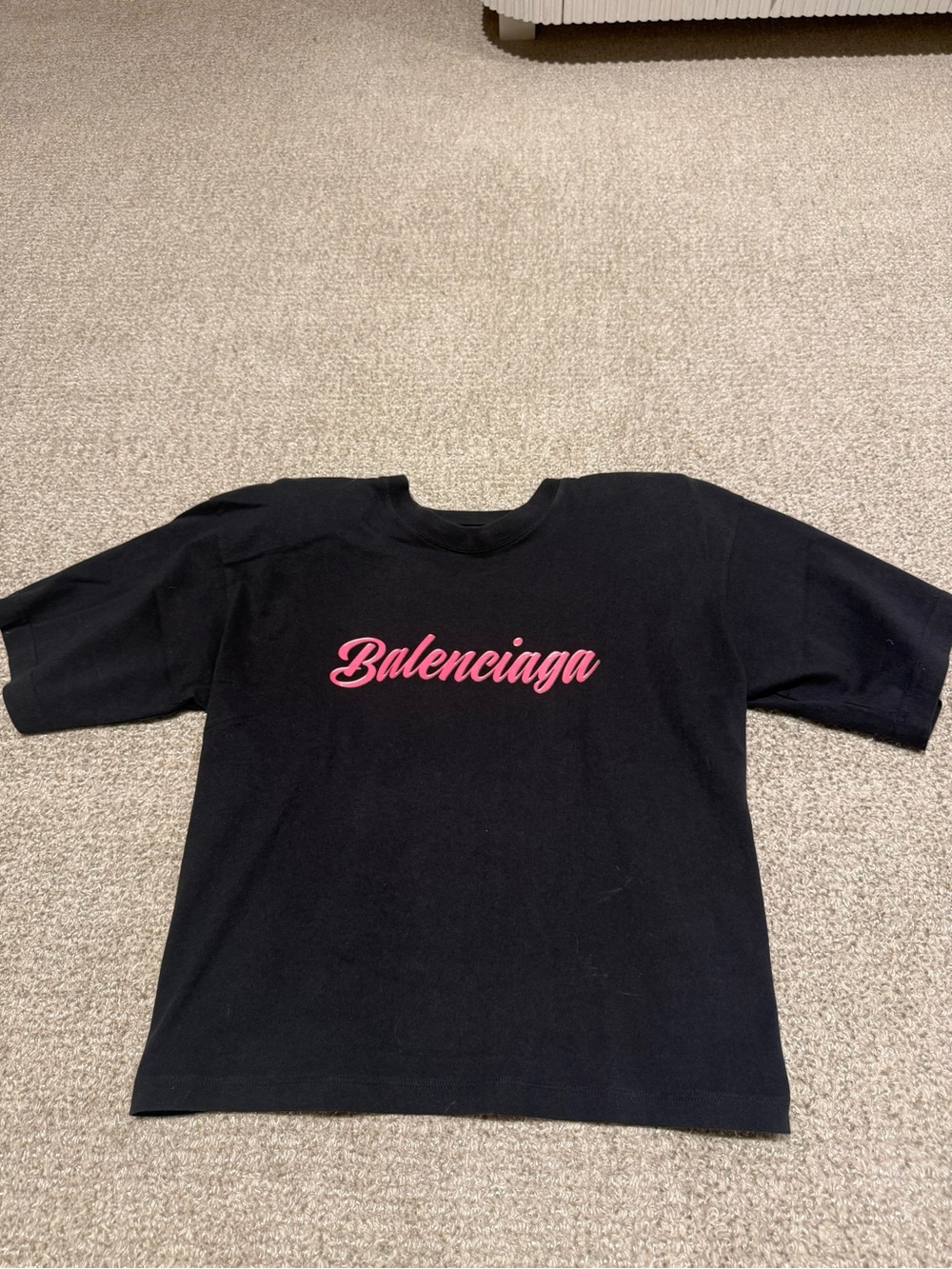 Pink and Black Balenciaga Tee